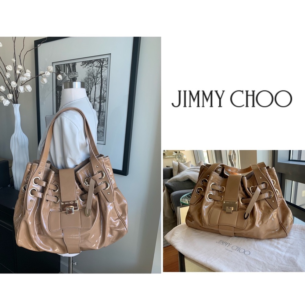 Jimmy Choo Ramona Nude Patent Leather Bag
